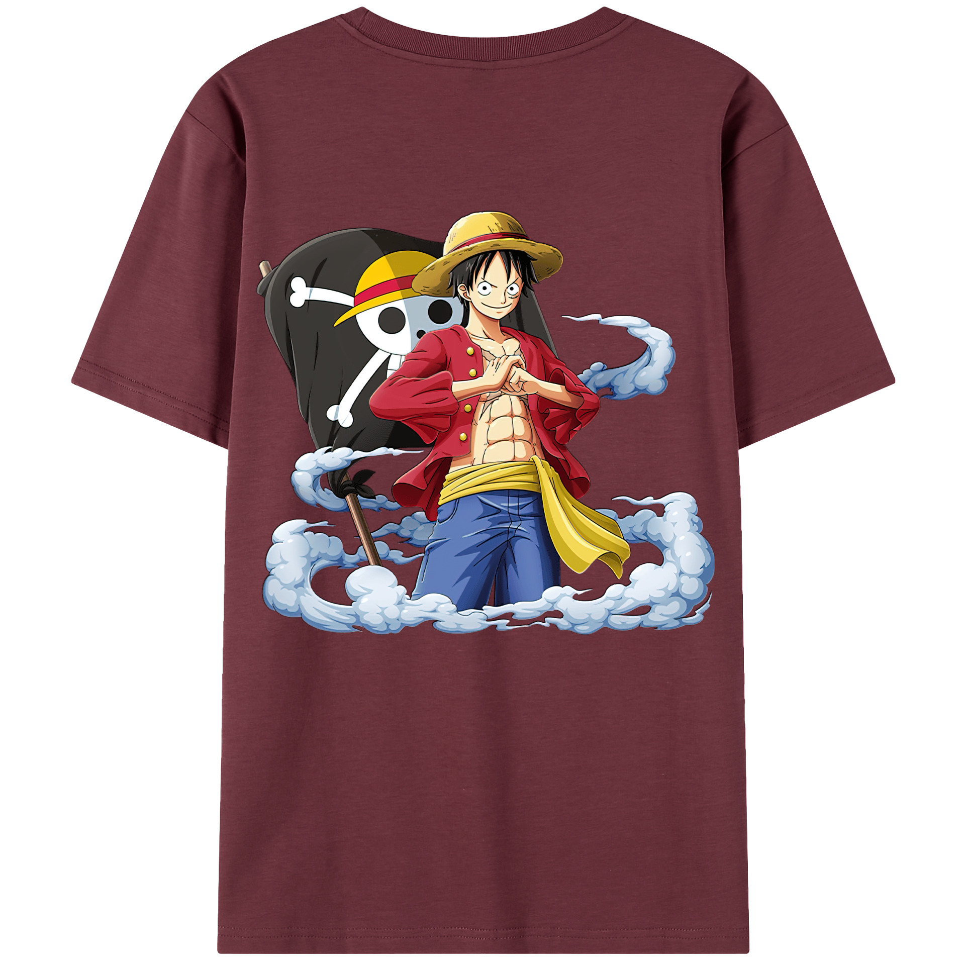 ワンピース モンキー・D・ルフィ ONE PIECE Monkey D. Luffy 綿100％半袖Tシャツ（背面プリント）